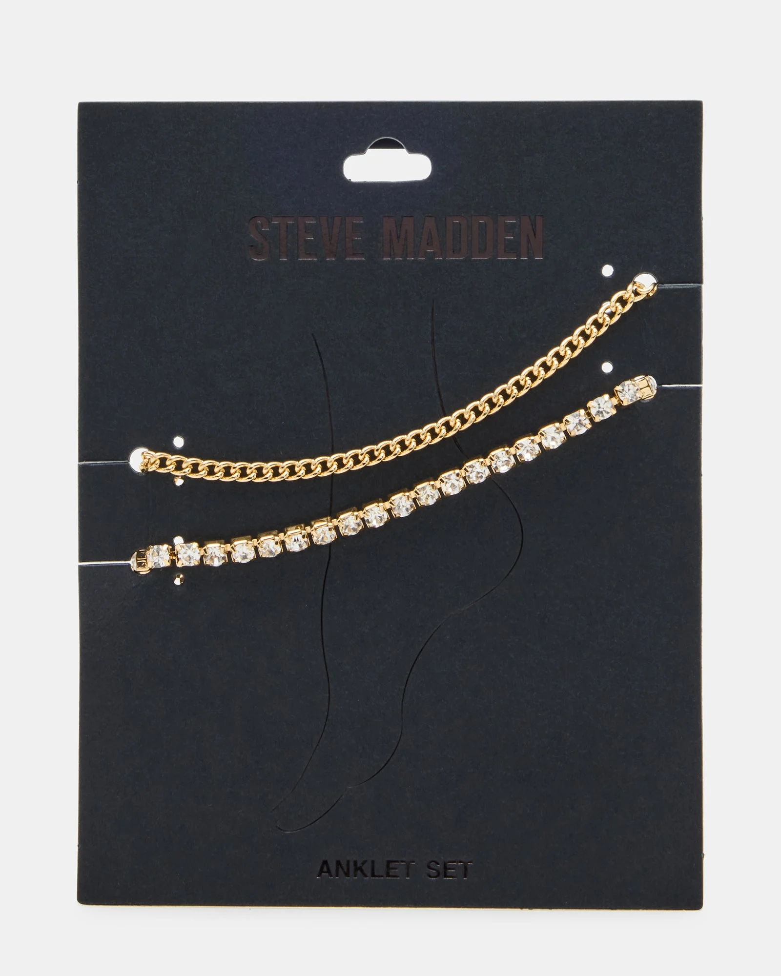 2-PIECE RHINESTONE CHAIN ANKLET SET - 1