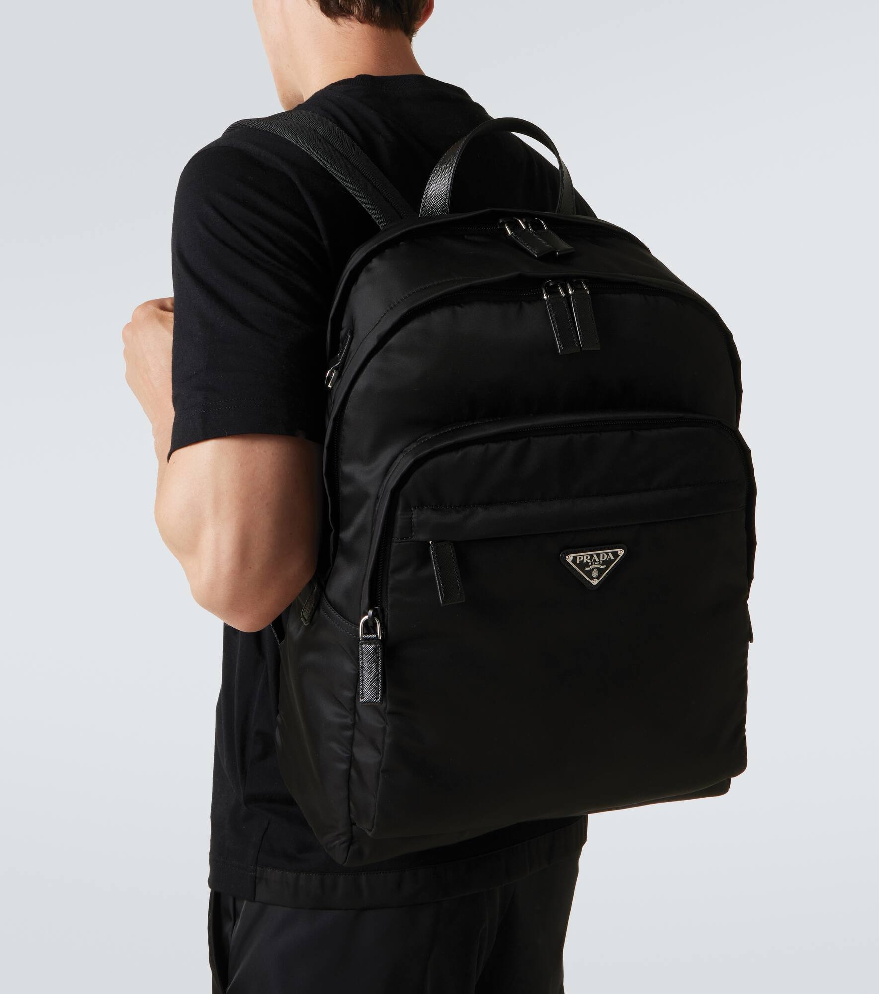 Re-Nylon leather-trimmed backpack - 3
