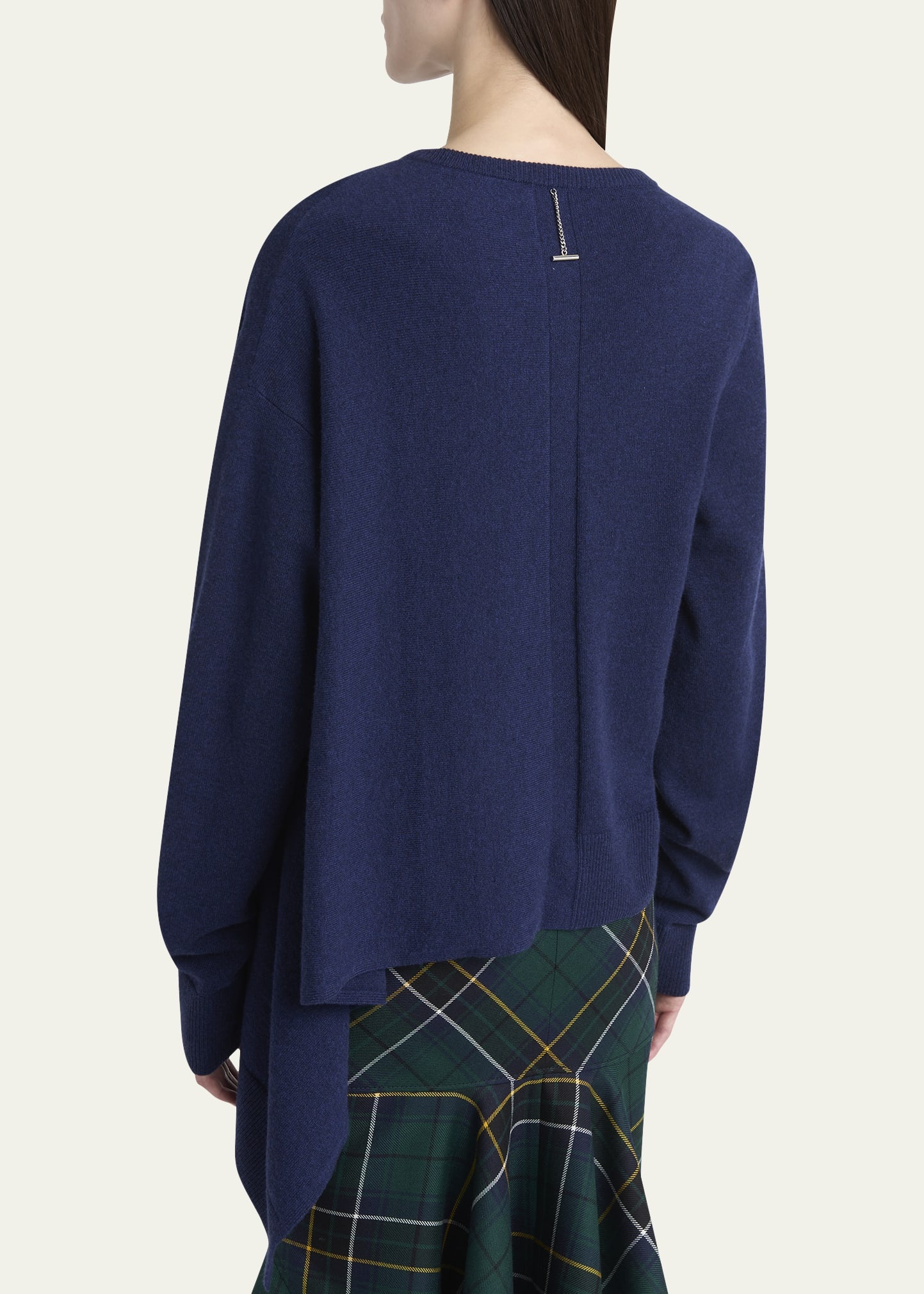 Asymmetric Hem Cashmere-Wool Sweater - 3