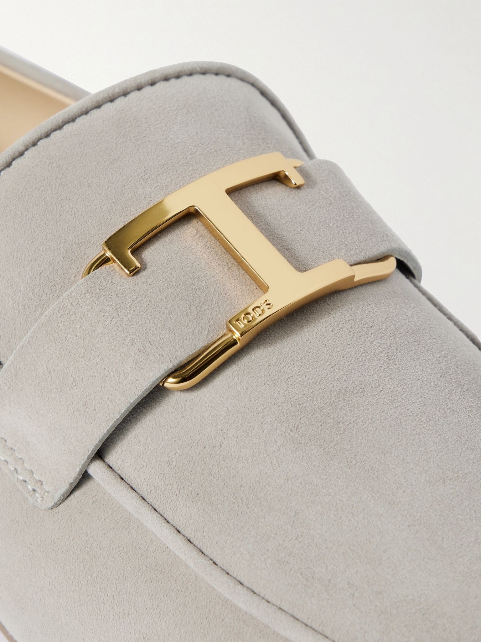 Embellished nubuck loafers Taupe - 4