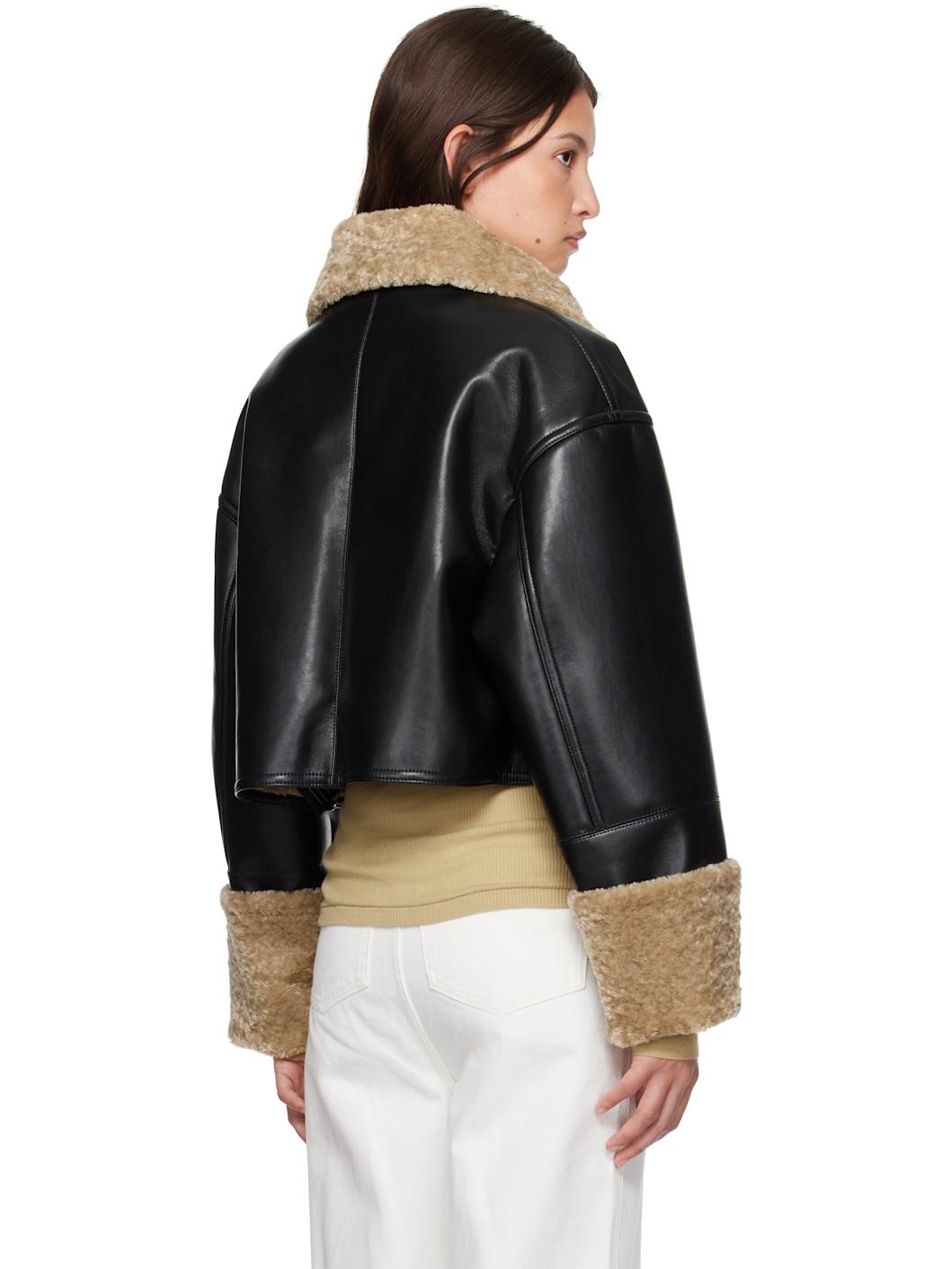 Black Jemma Vegan Leather Jacket - 3