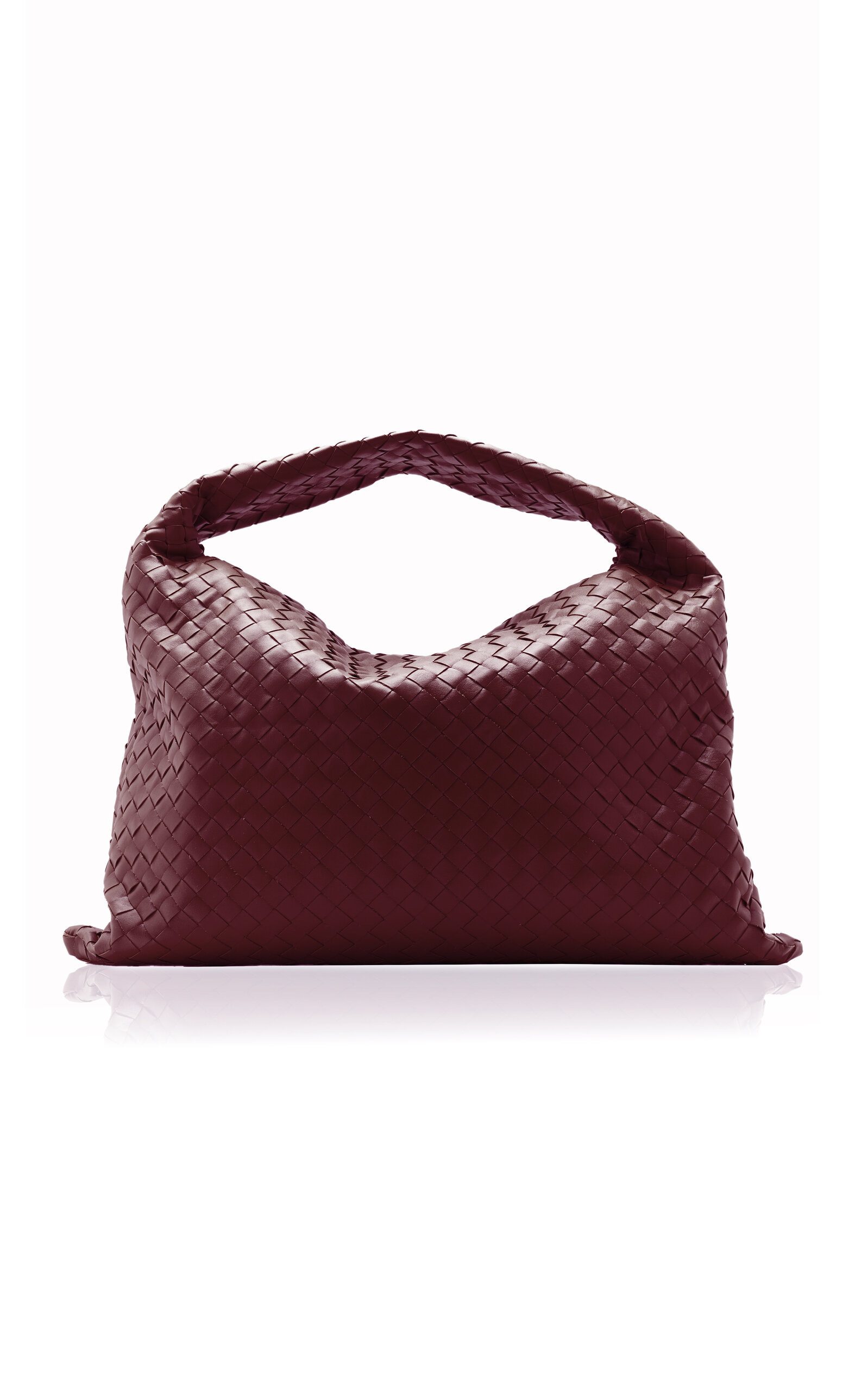 Large Hop Intrecciato Leather Bag burgundy - 4