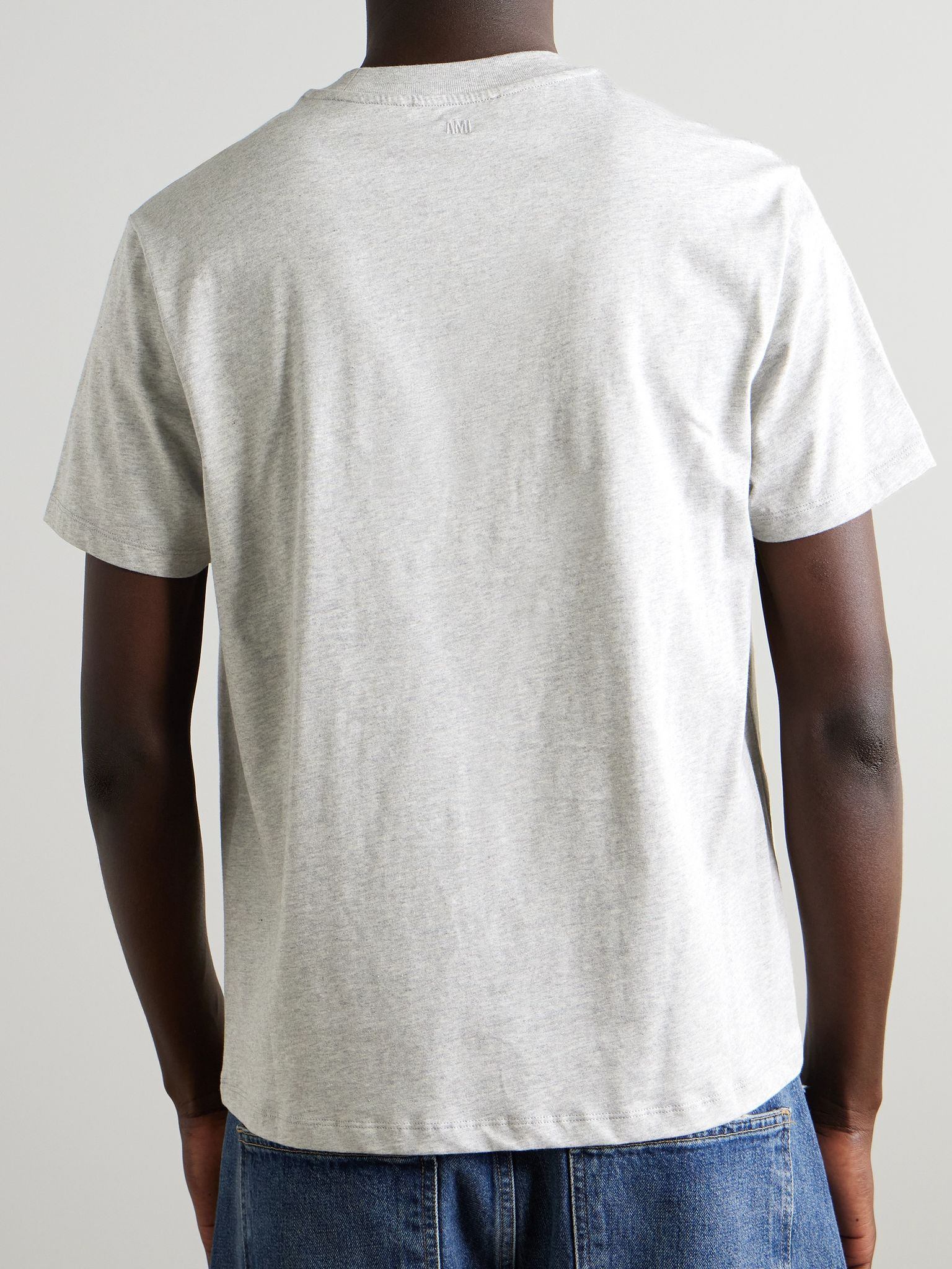 Logo-Embroidered Stretch Organic Cotton-Jersey T-Shirt Gray - 3
