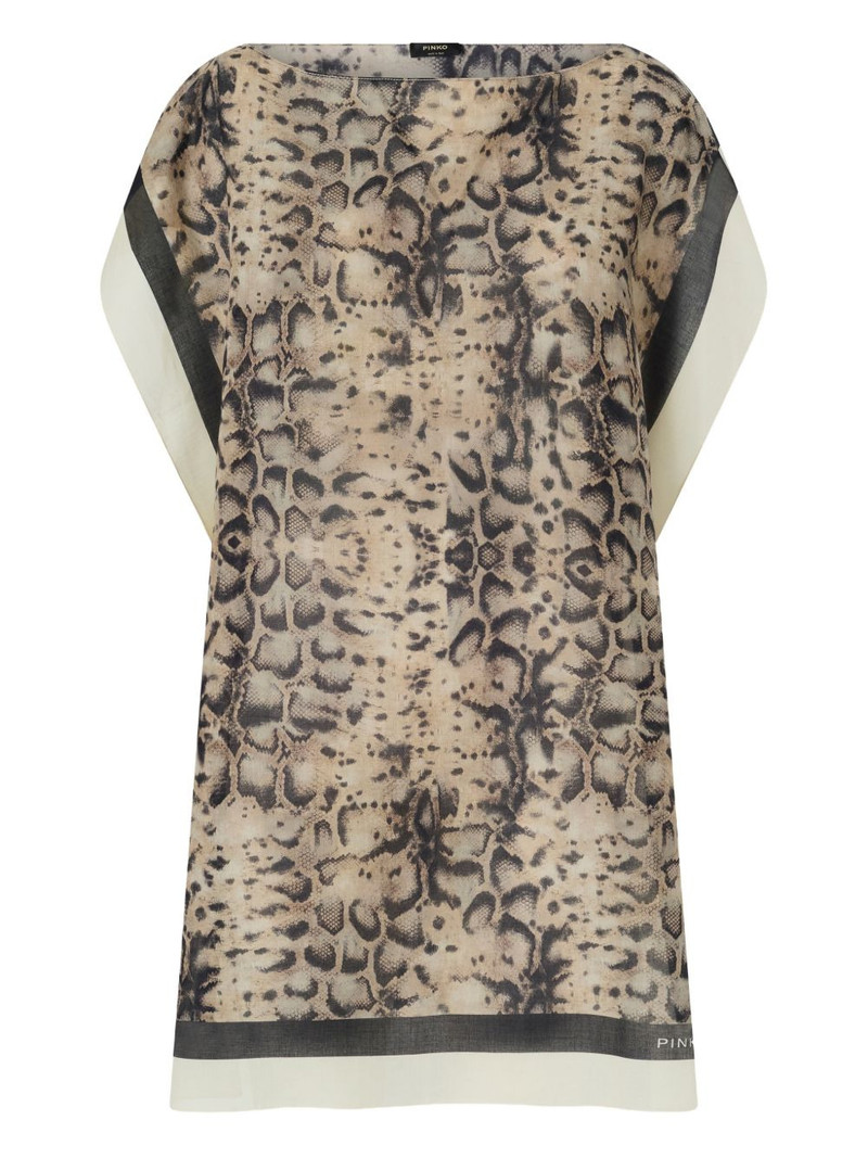 snake-print draped T-shirt 1