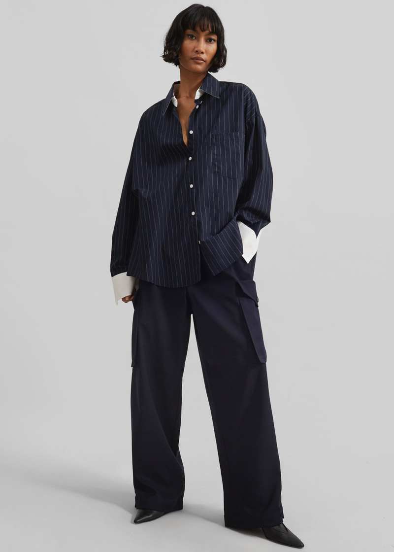 Lorna Shirt - Navy/White Pinstripe 8