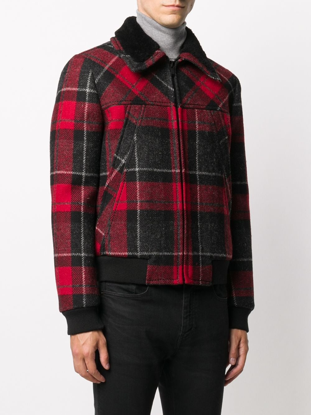 zip-up tartan-print jacket - 3