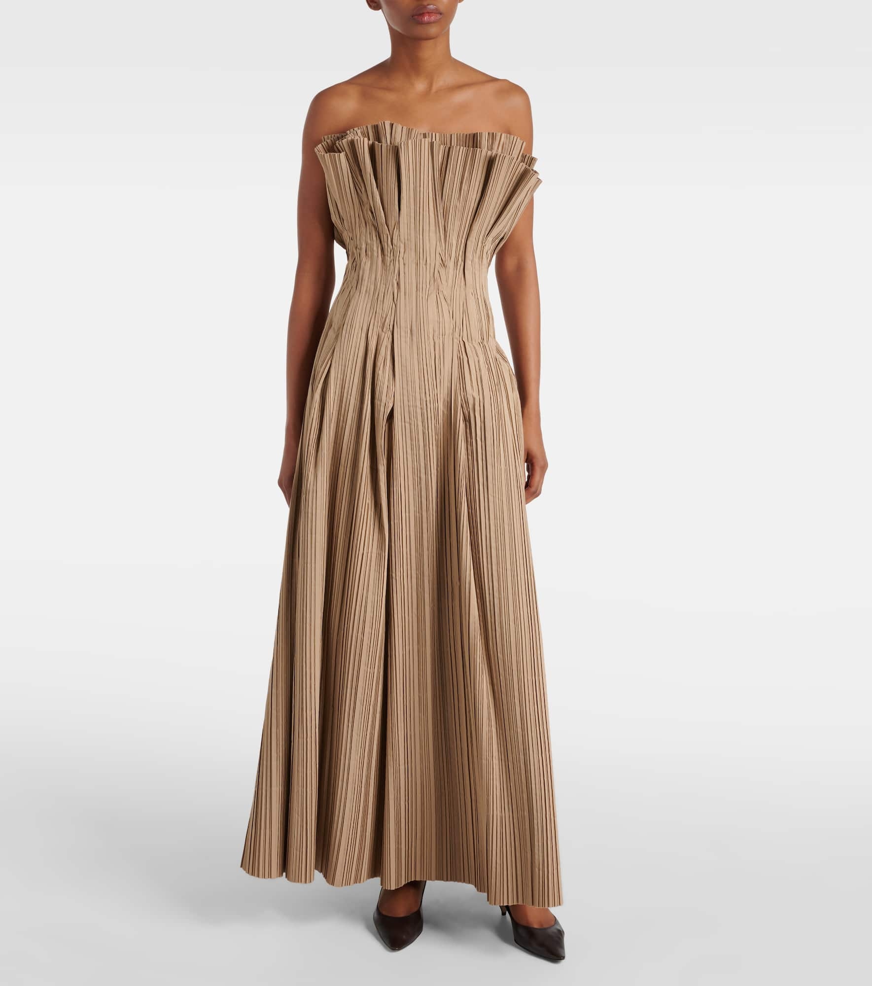 Cristel pleated poplin bustier gown - 2