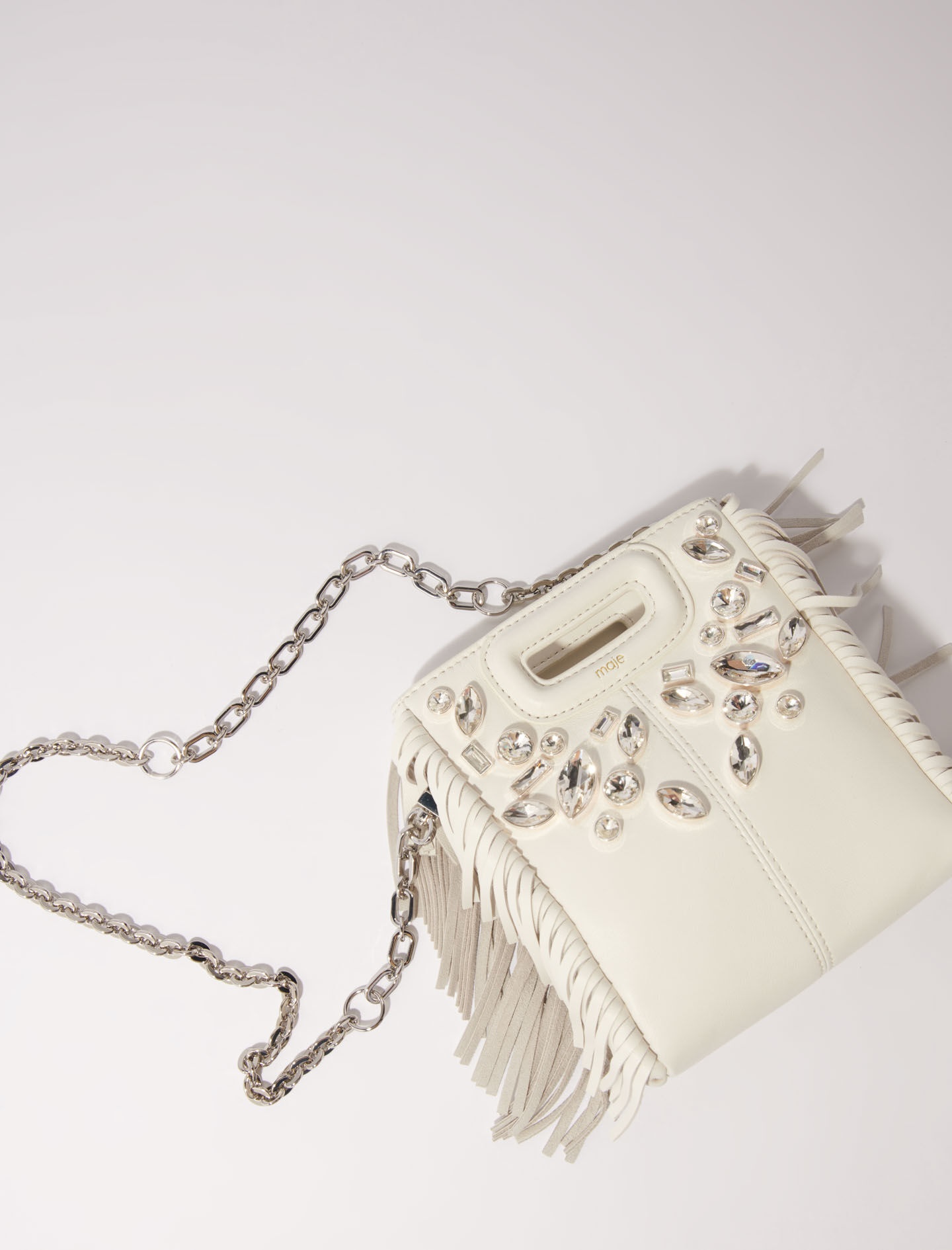 M mini leather bag with diamantés - 5