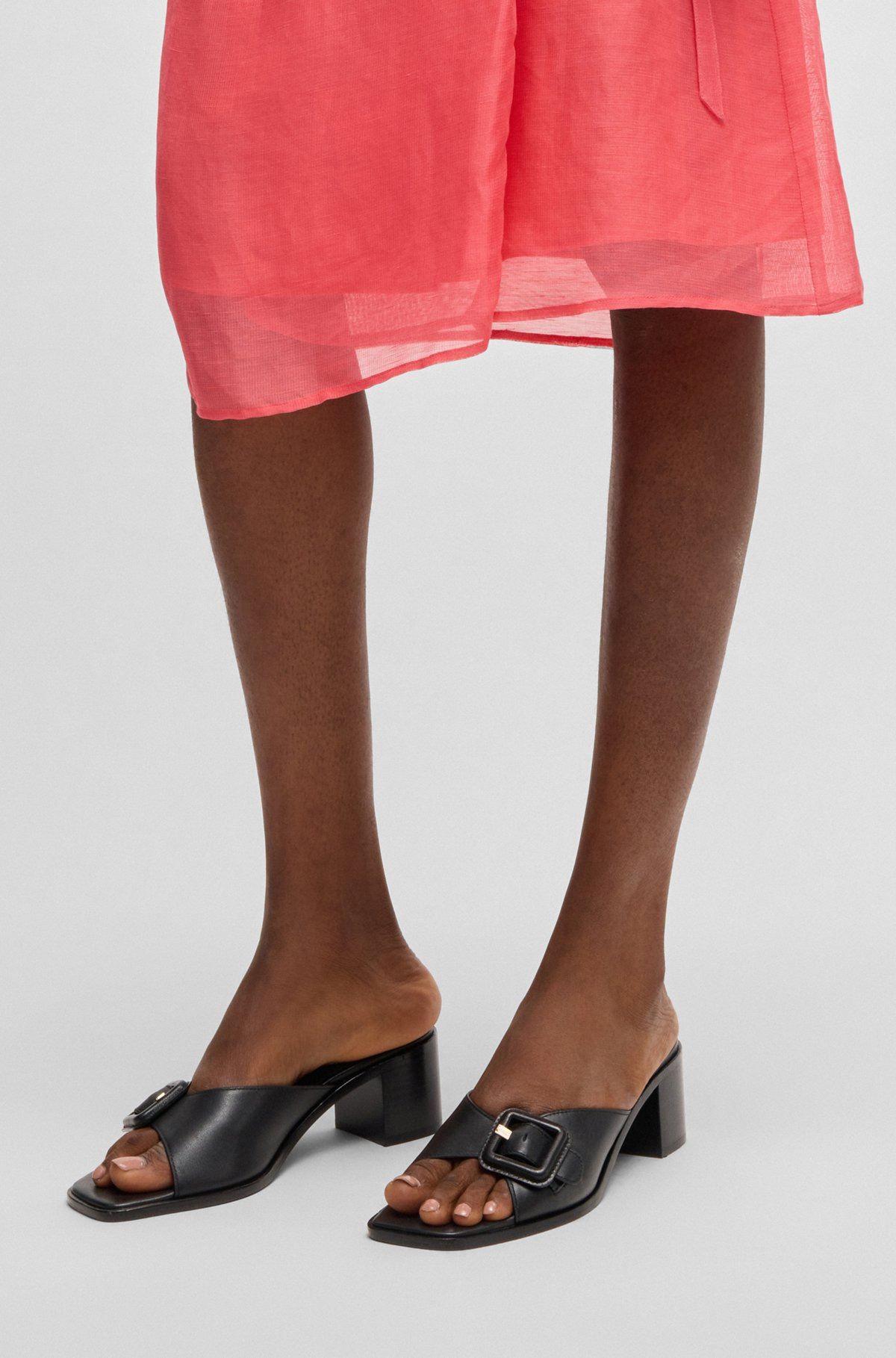LEATHER MULES WITH BUCKLE DETAIL - 4