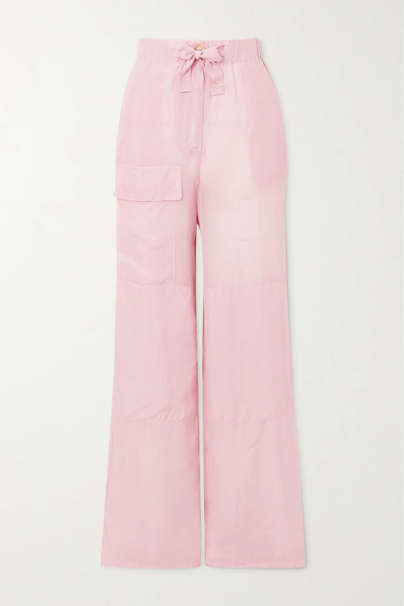 Silk-satin wide-leg cargo pants - 1