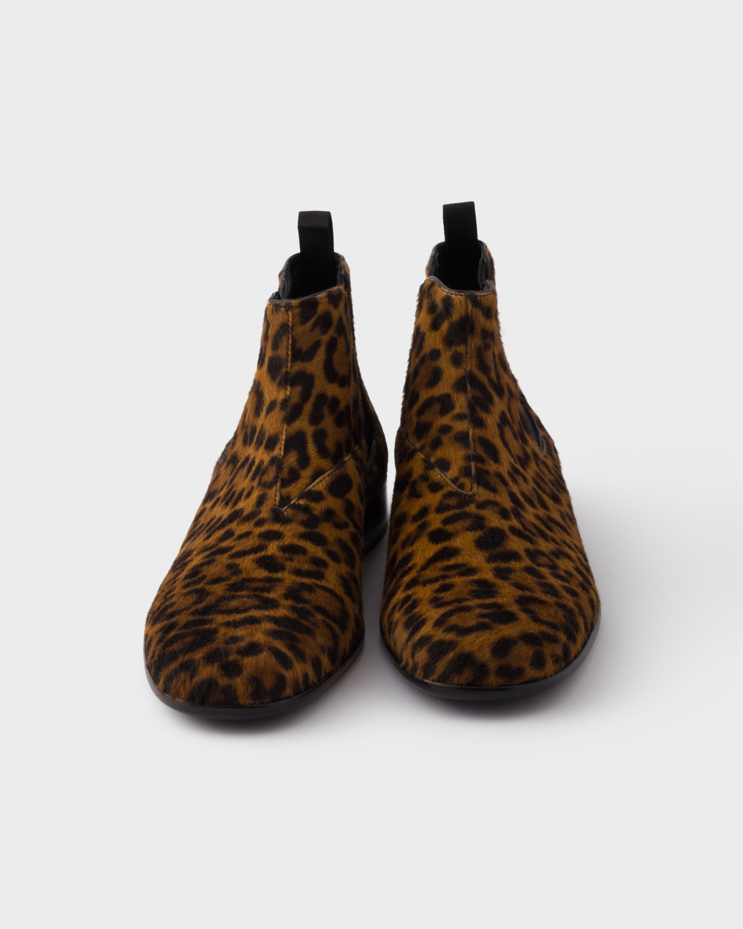Printed leather booties - 5