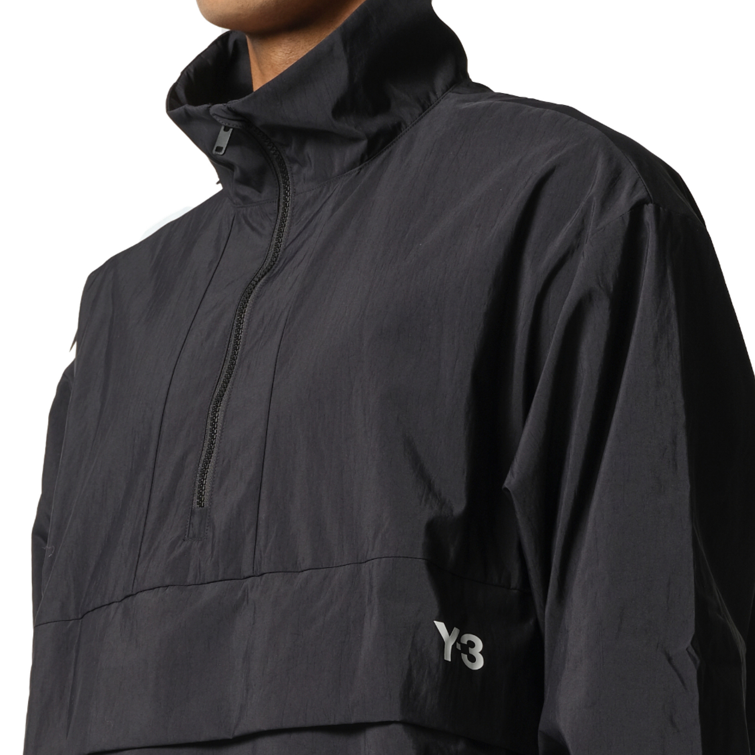 3 Stripe Nylon Anorak in Black - 3