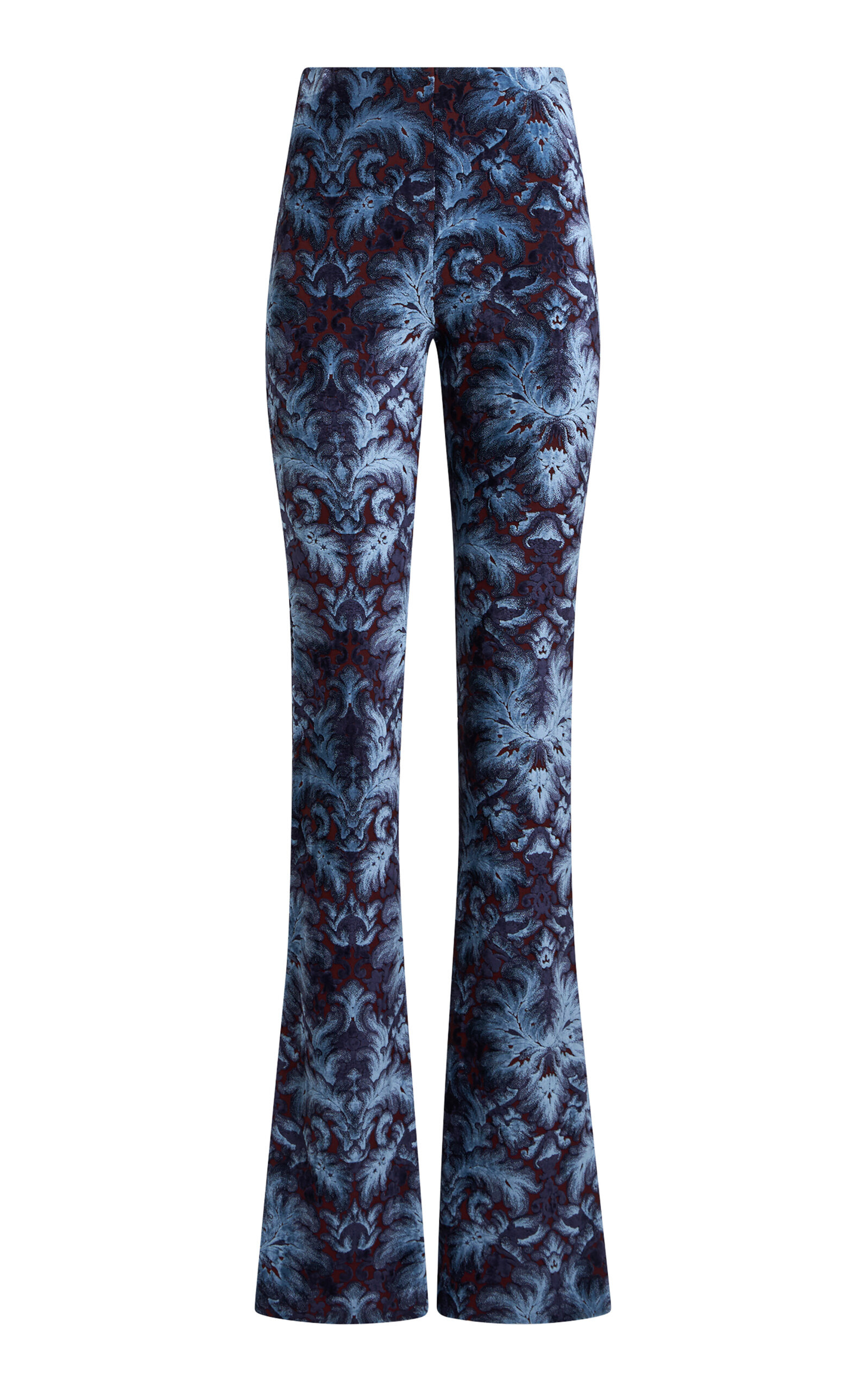 Printed Crepe Flared Pants blue - 1