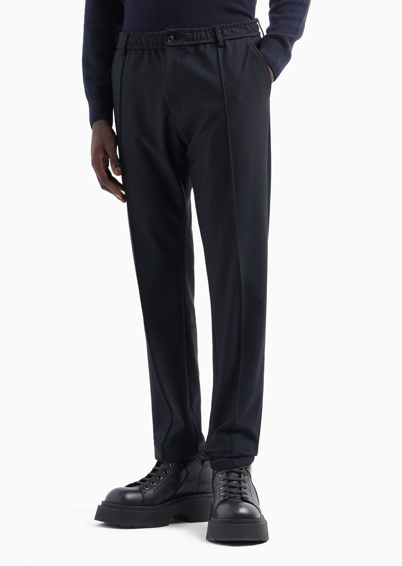 3D-effect micro-pattern technical-jersey trousers with ribbing 2