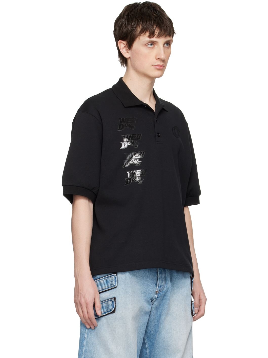 Black Cotton Polo - 2