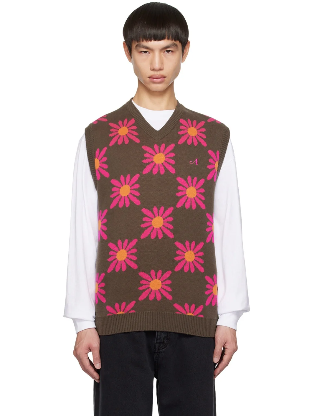 Brown Floral Vest - 1
