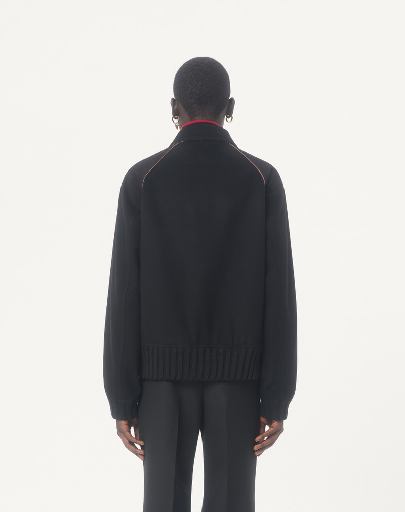 VALENTINO BOMBER JACKET IN WOOL AND CASHMERE DRAP WITH V INLAID WITH TOUTE LA V JACQUARD PATTERN 7