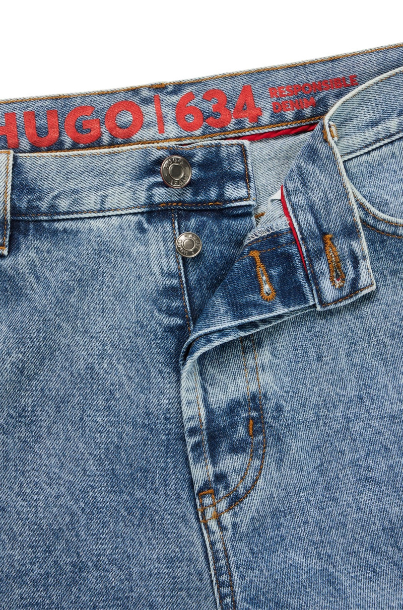 TAPERED-FIT JEANS IN BLUE RIGID DENIM 6