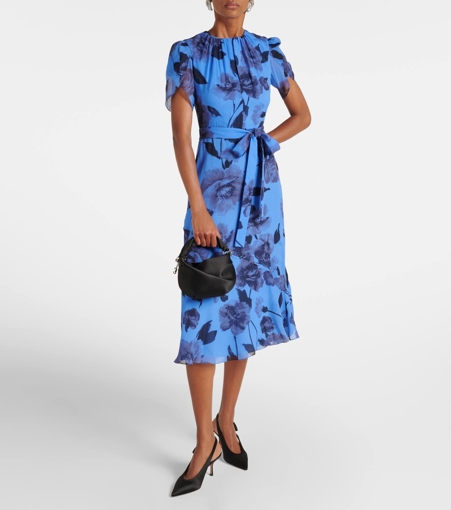 Floral silk midi dress - 2