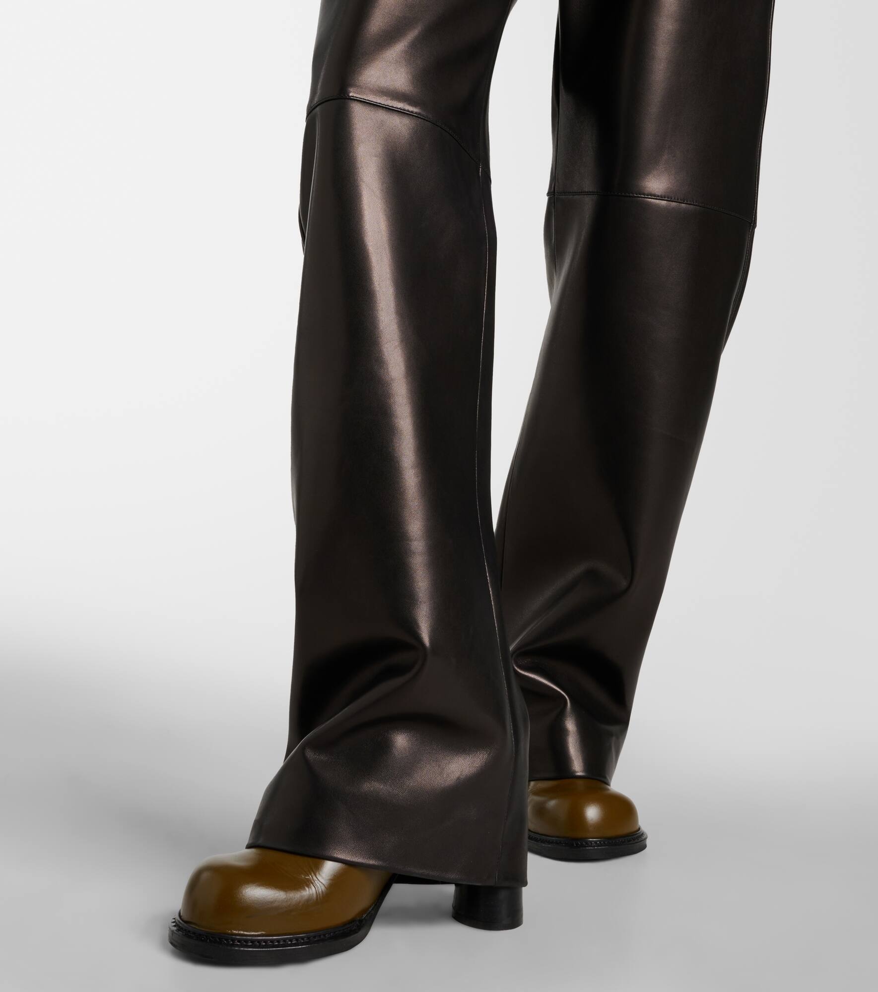 High-rise leather wide-leg pants - 5