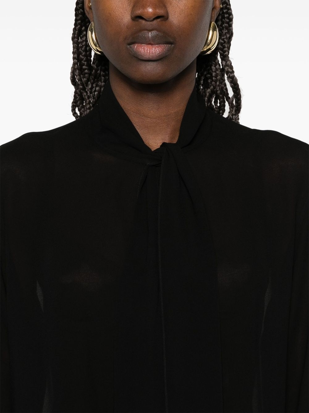 pussy-bow collar georgette blouse - 5