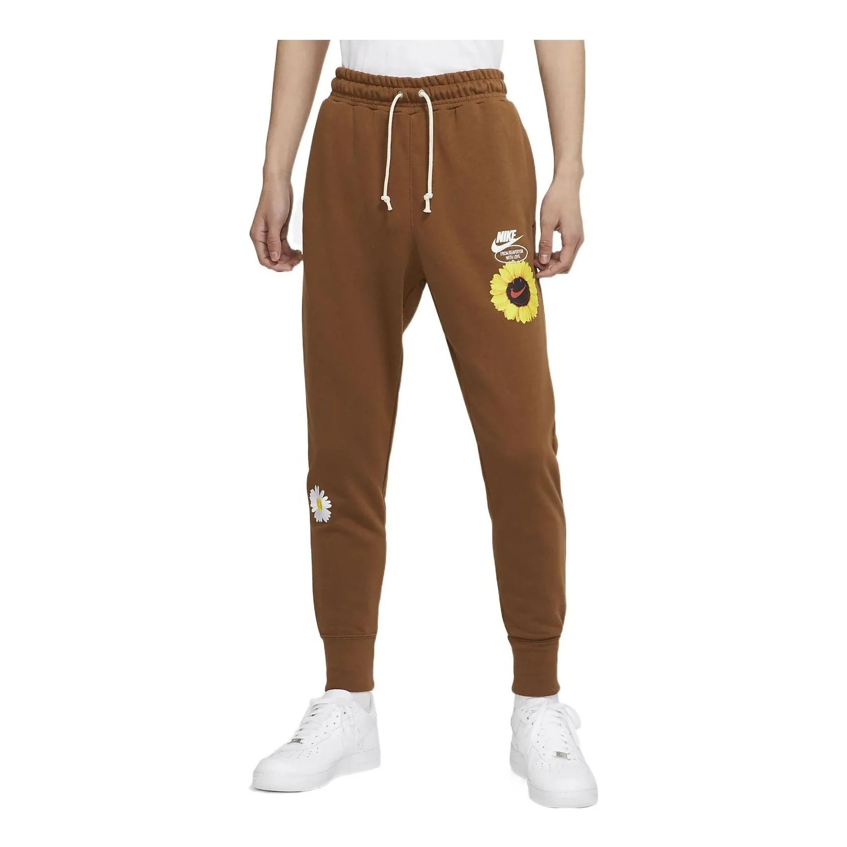Men's Nike Knit Embroidered Sports Pants/Trousers/Joggers Brown DM5013-204 - 1