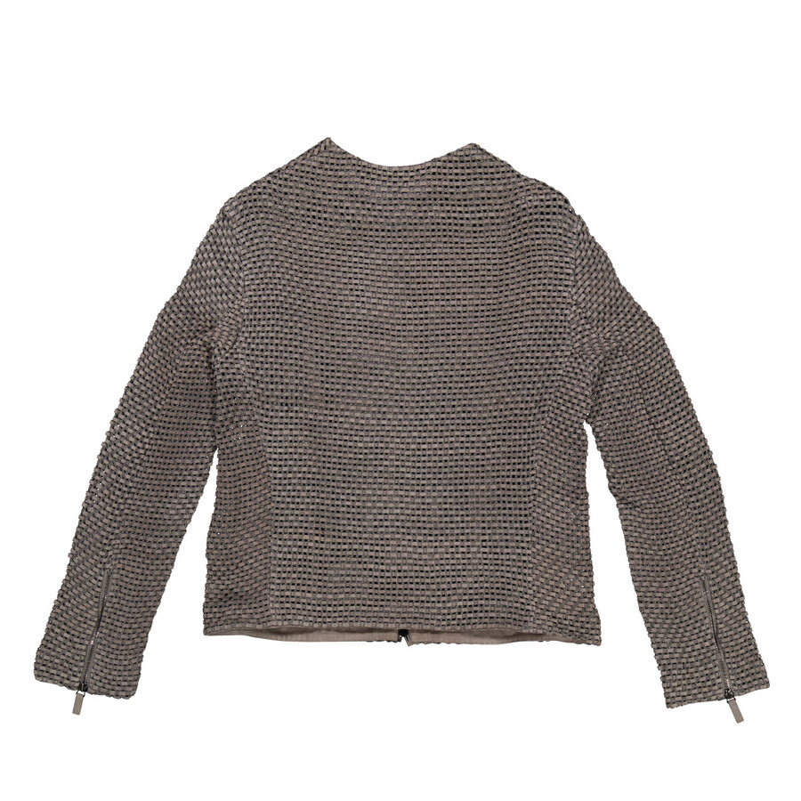 Emporio Armani Grey Knit-Jacquard Jacket - 5