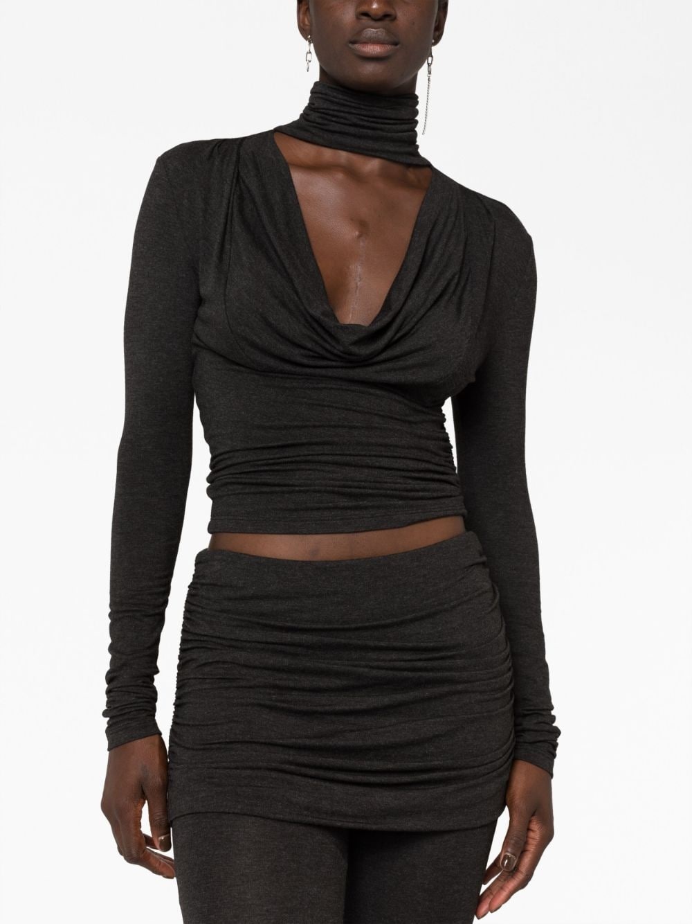 high-neck draped top - 9