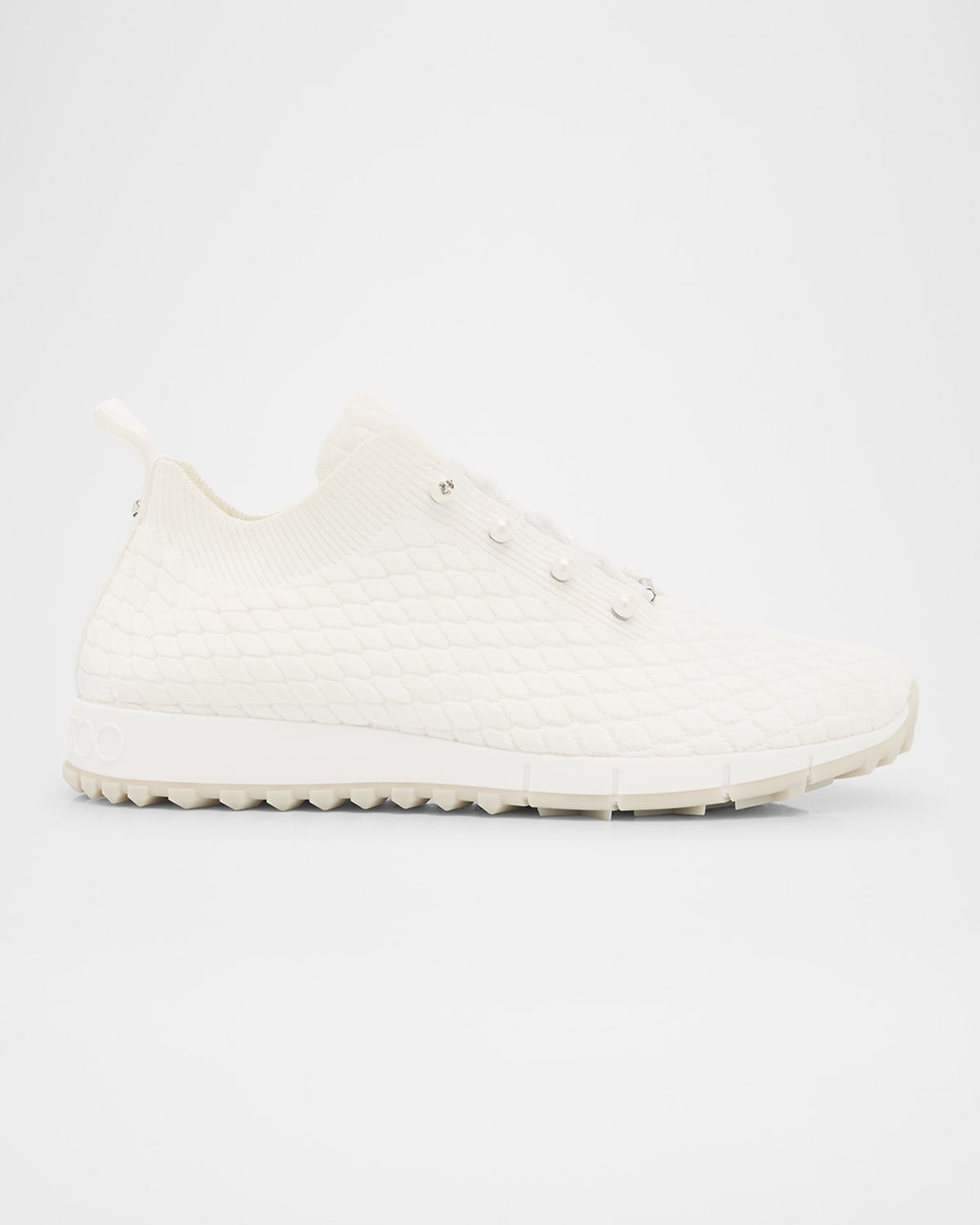 Veles Cotton Knit Pearly Stud Sneakers - 1