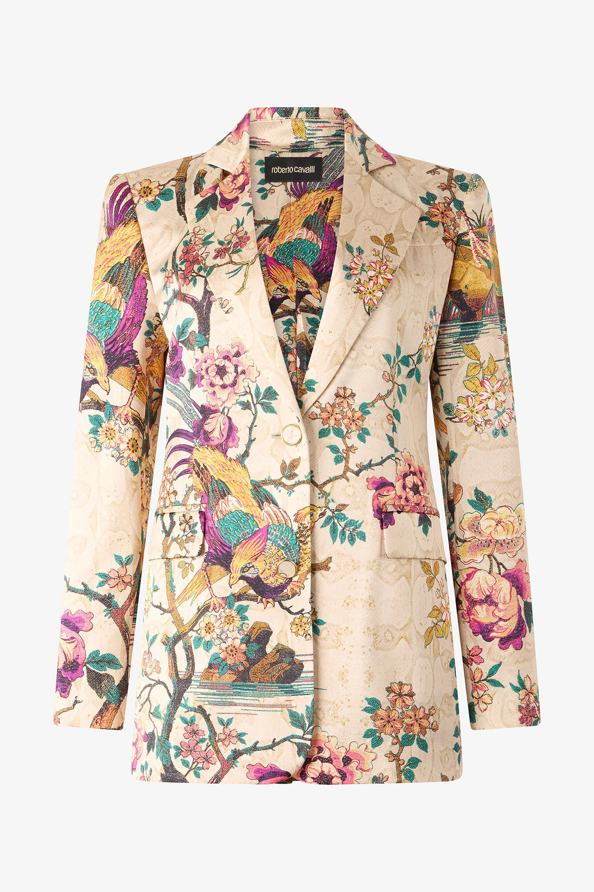 Silk Jacket With Flower And Pheasant Print - 1