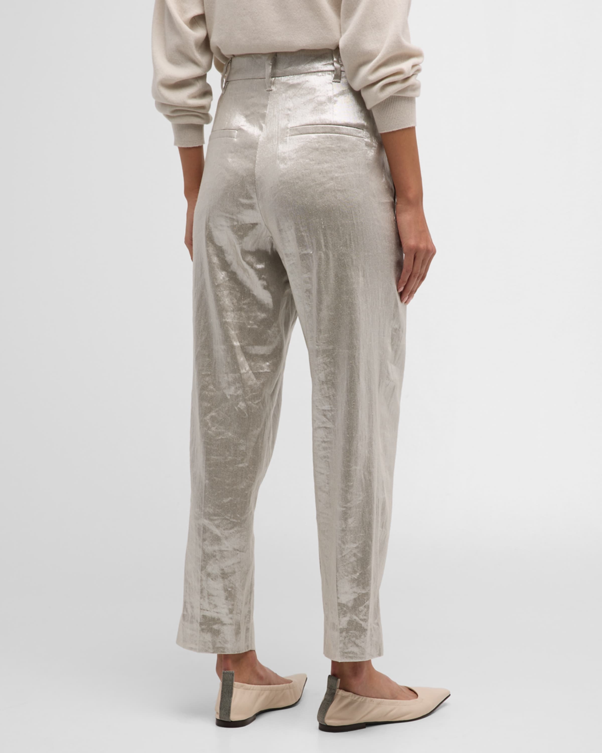 Linen Metallic Tailored Pants - 4