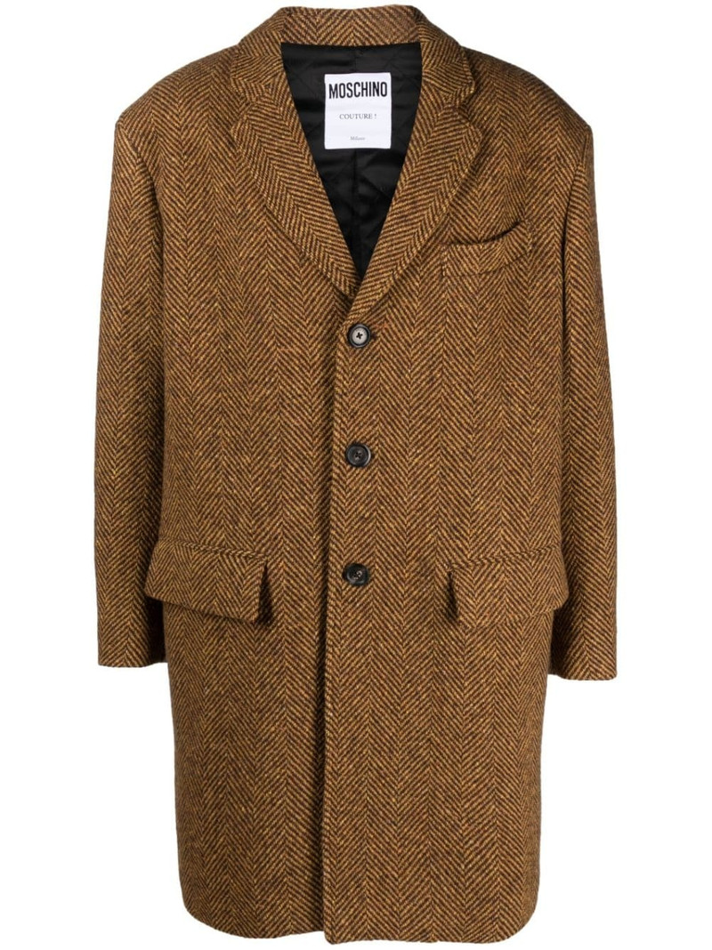 slogan-print wool Peacoat 1