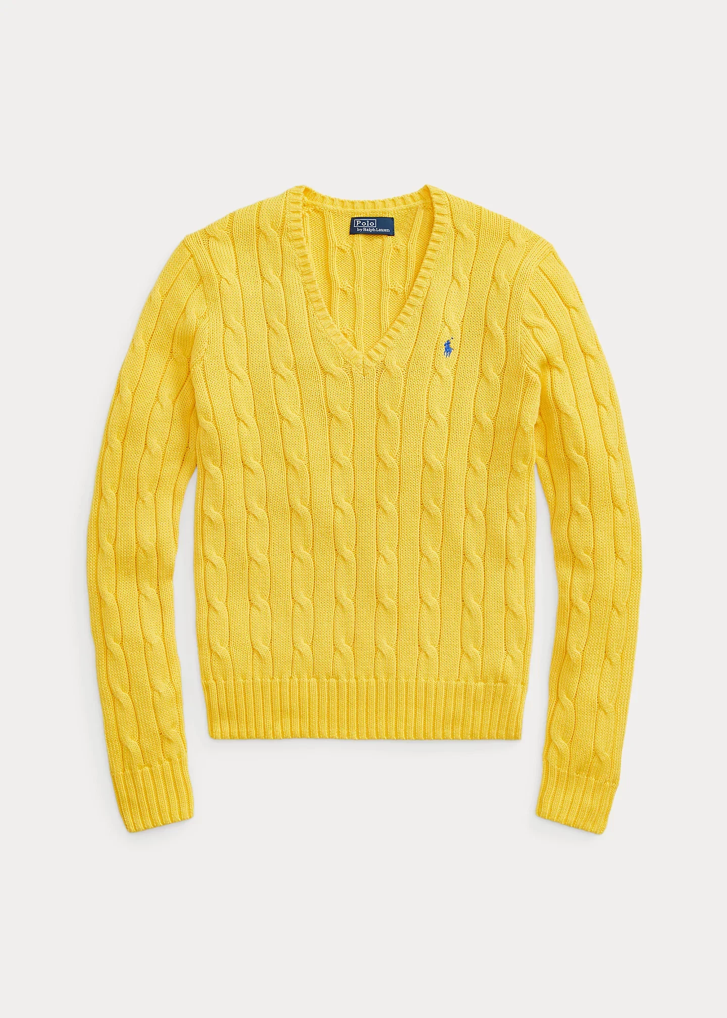 Cable-Knit Cotton V-Neck Sweater - 1