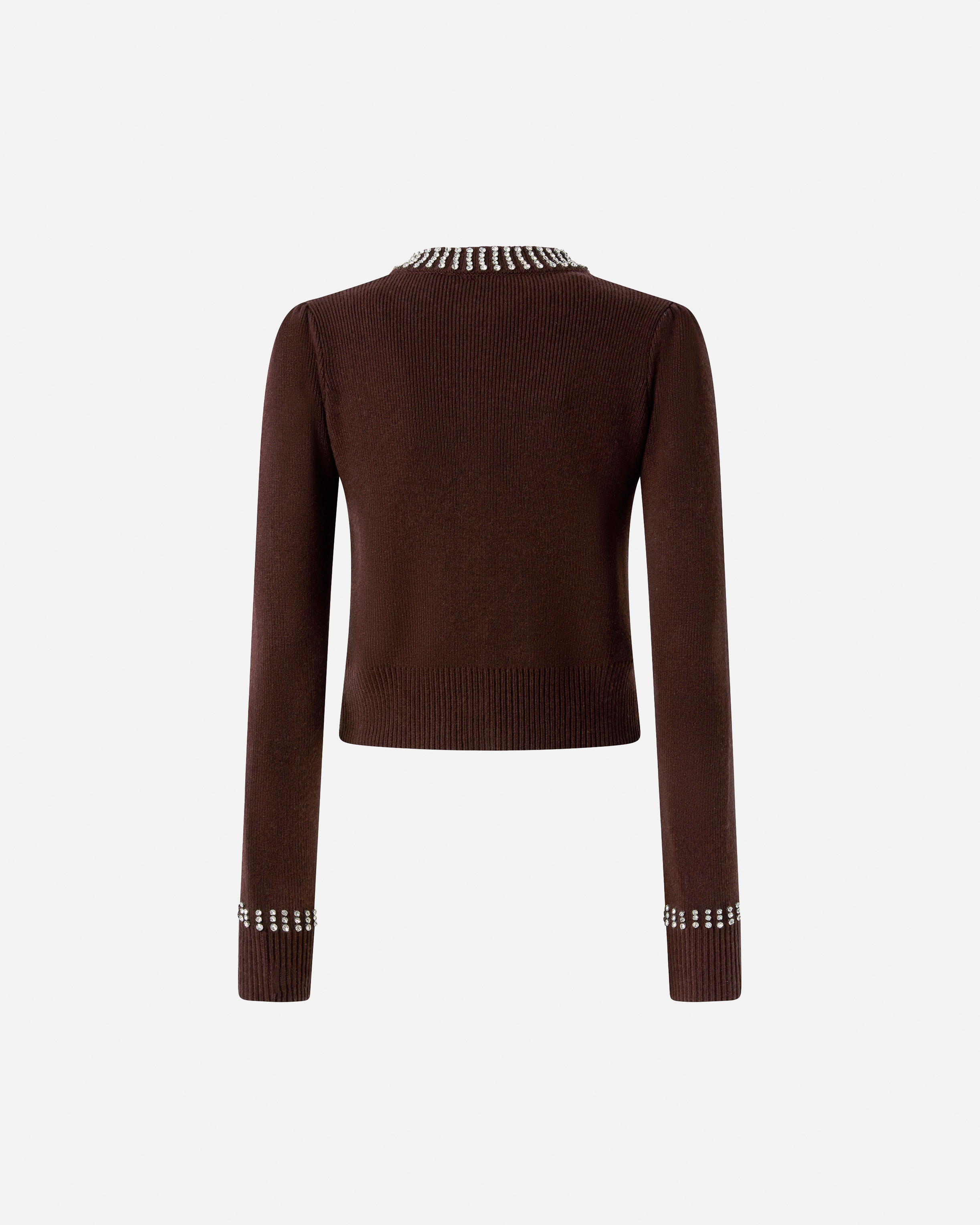 ROUND-NECK CARDIGAN WITH RHINESTONES - 6