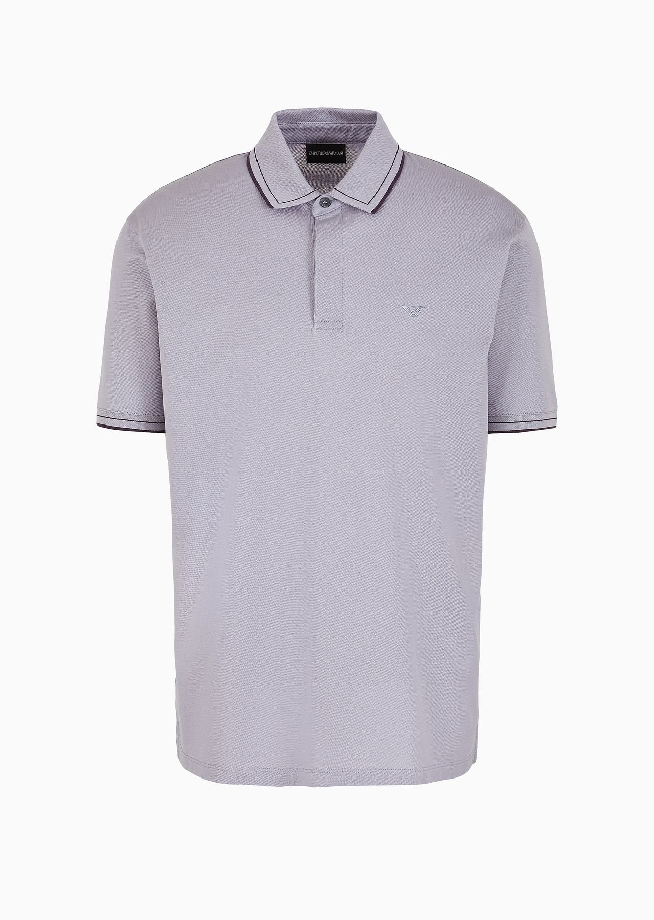 Mercerised piqué polo shirt with monochromatic micro-eagle embroidery - 1