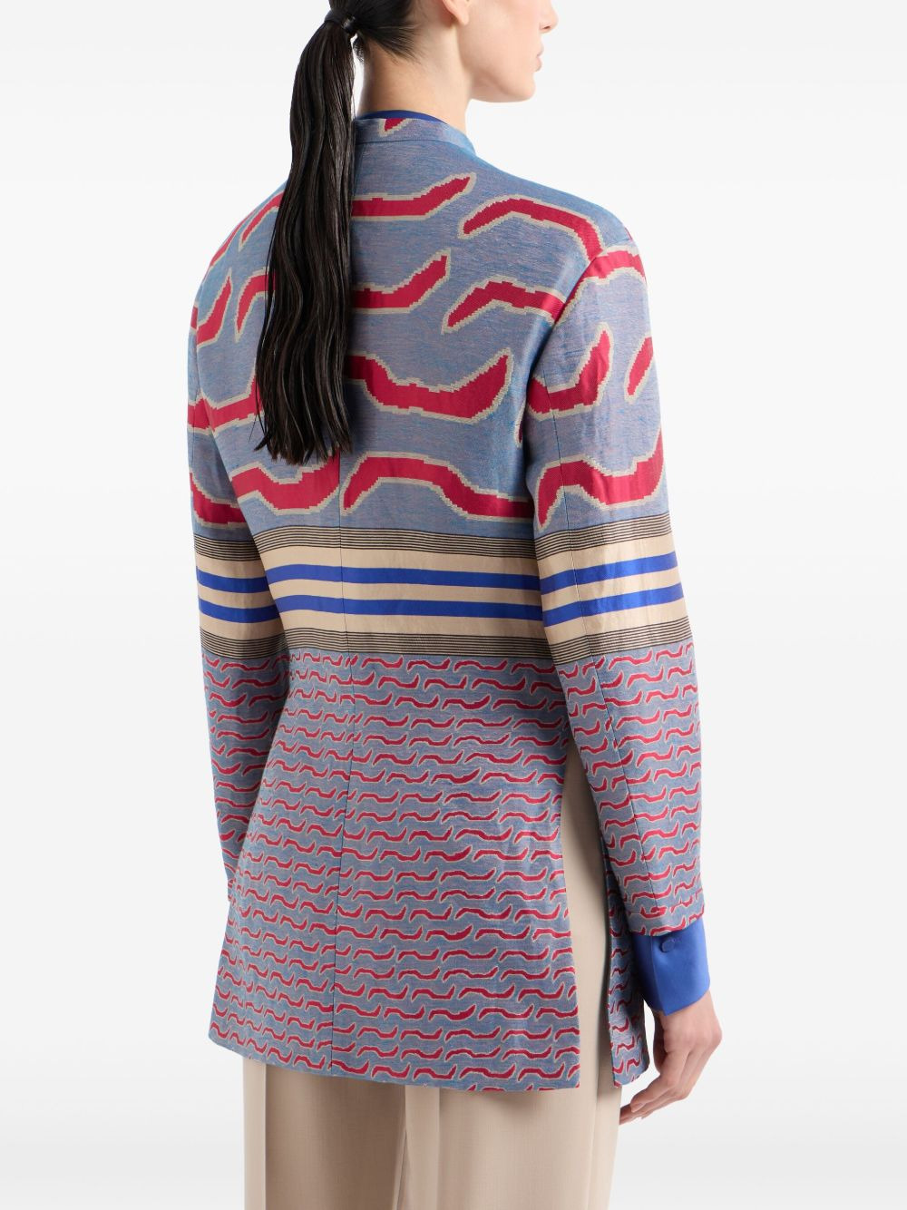 patterned-jacquard coat - 5