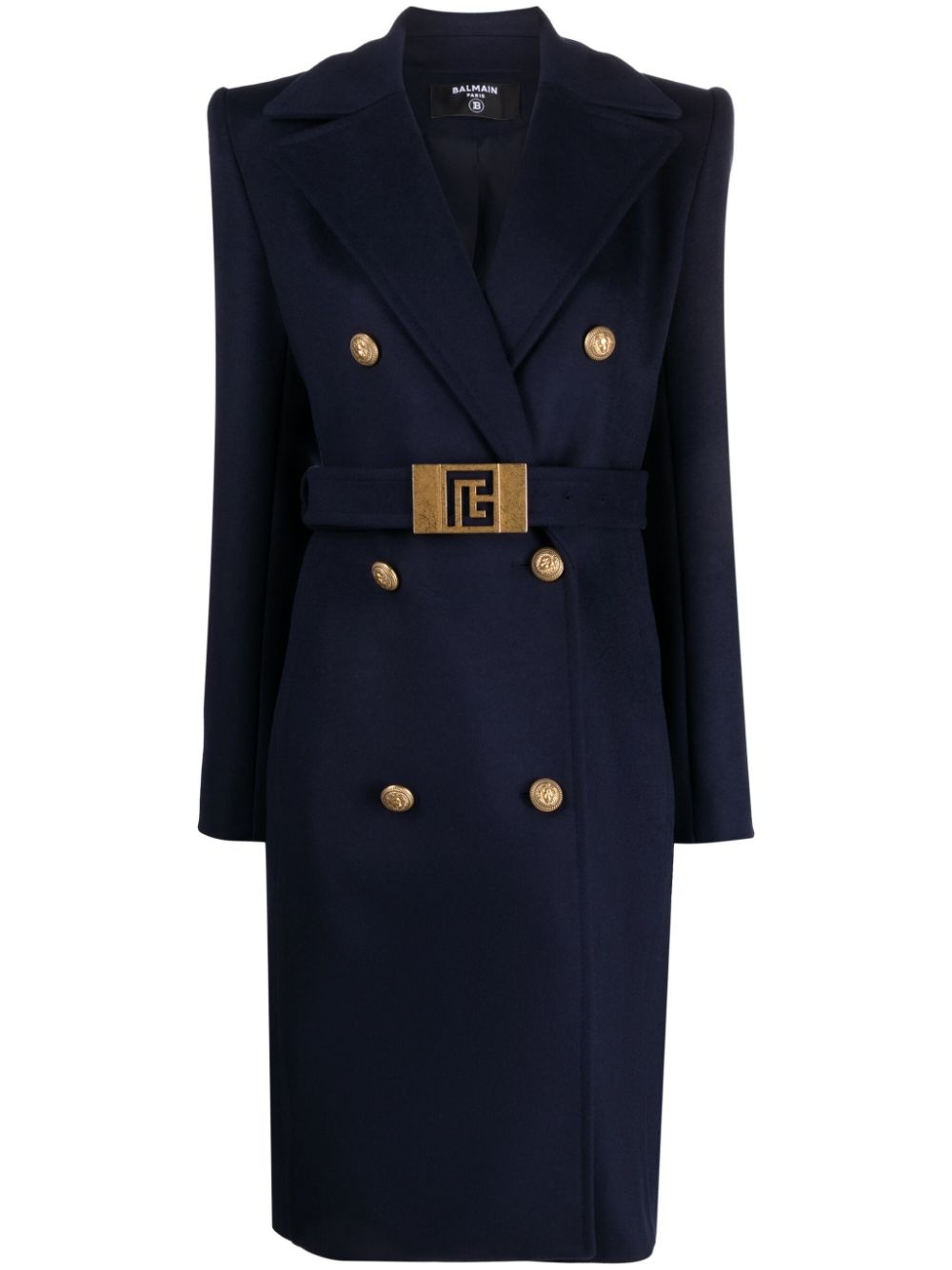 belted double-breasted wool coat - 1