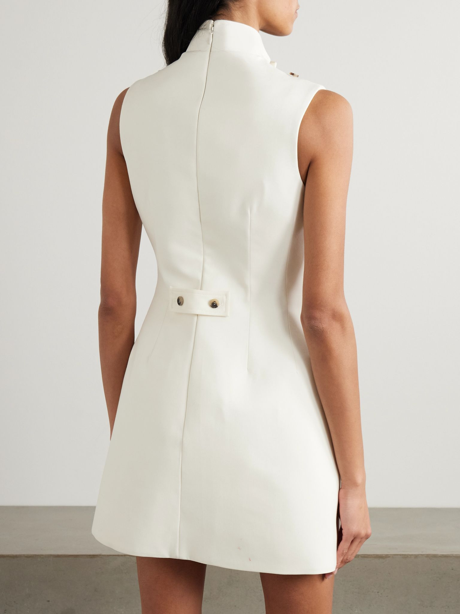 Wool-twill mini dress Off-white - 3