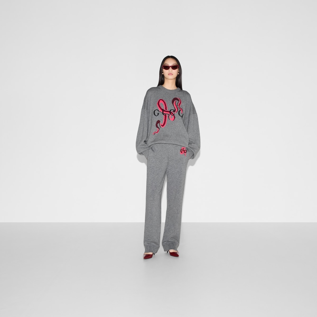 Wool cashmere sweater with intarsia - 2