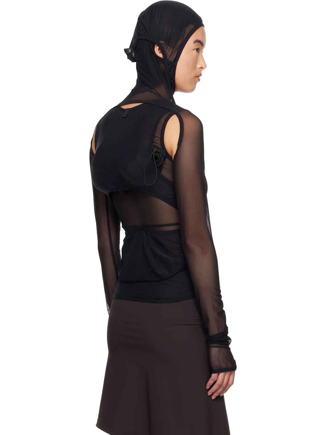 Black Mesh Bolero Hoodie - 3