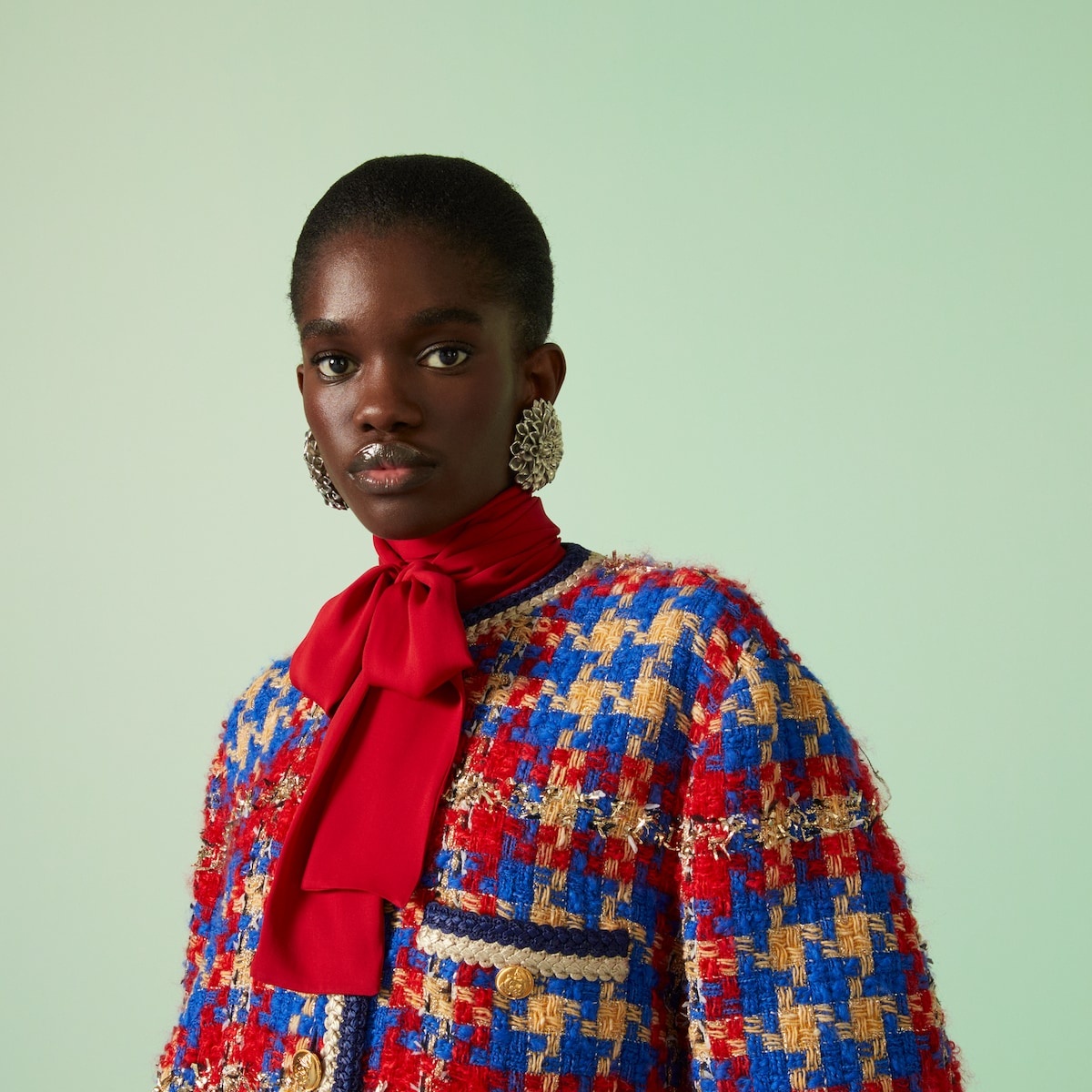 Lamé check wool tweed jacket - 3