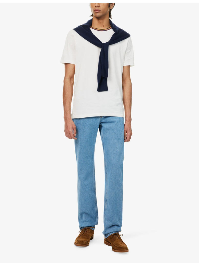 Paul Smith Striped-collar brand-print organic-cotton T-shirt outlook
