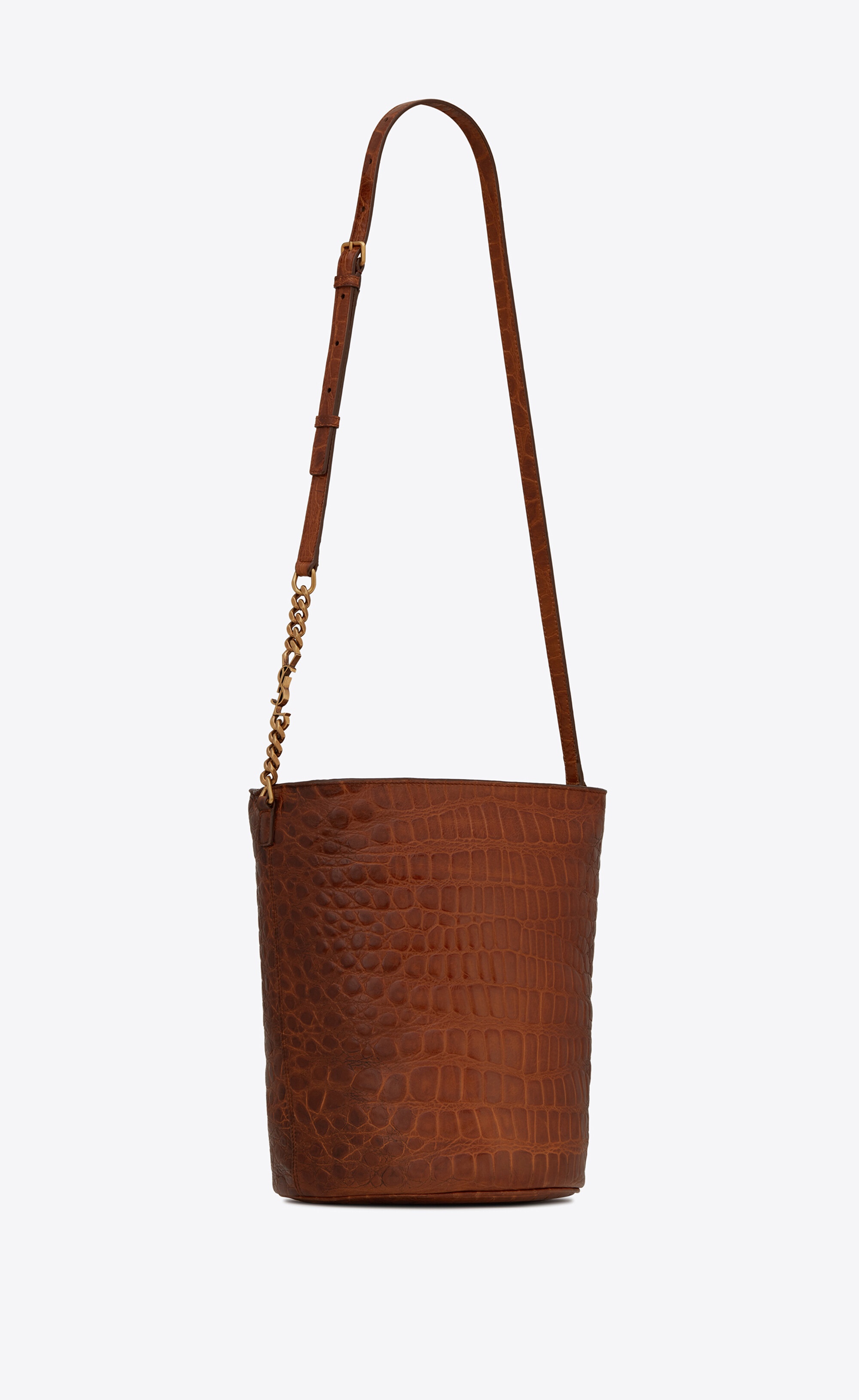 vintage bucket bag in lacquered crocodile-embossed leather - 4