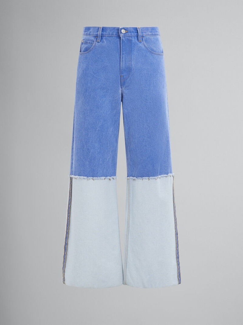 WIDE LEG BLUE JEANS WITH HIGH TURN-UP 1