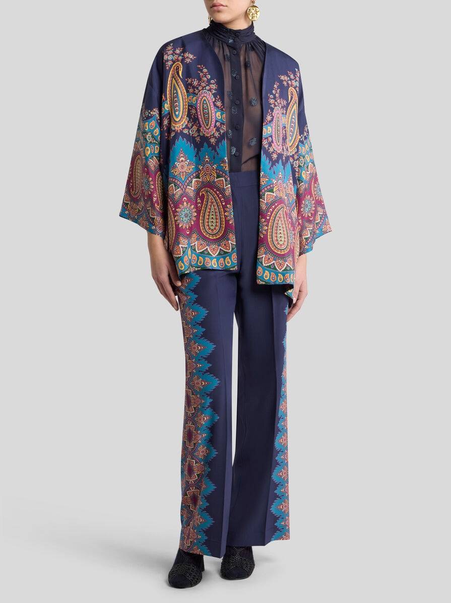 SILK TWILL KESA WITH PLACED PRINT - 3