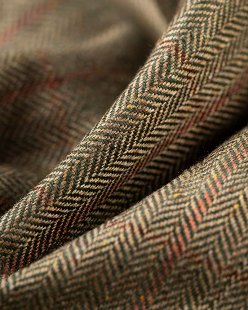 MADE-IN-CANADA OLIVE & RUST HERRINGBONE WINDOWPANE SILK SPORT COAT 4