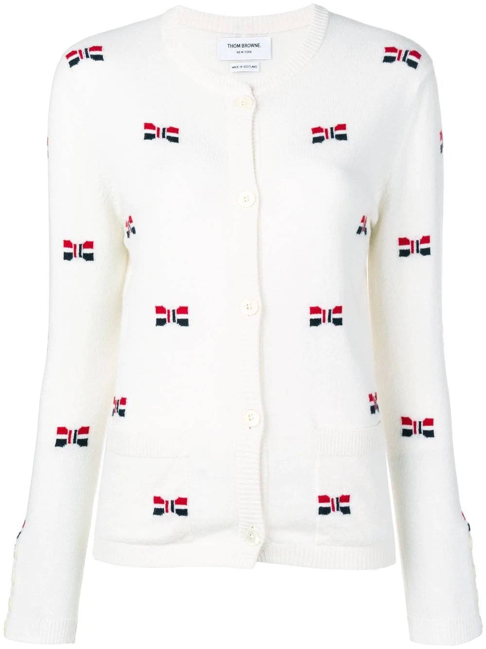 bow intarsia cashmere cardigan - 1