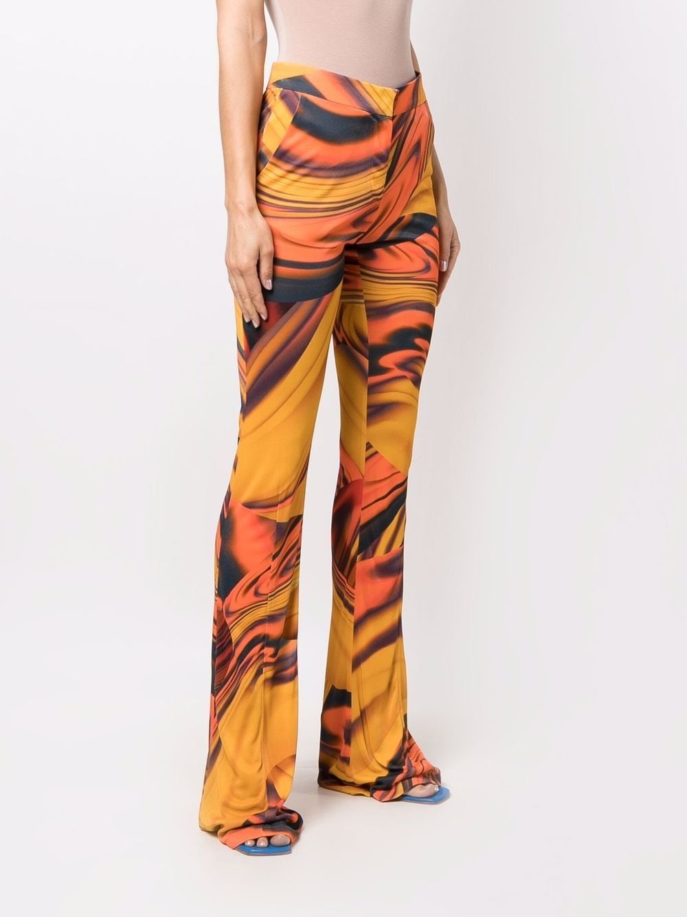 abstract-print flared trousers - 3