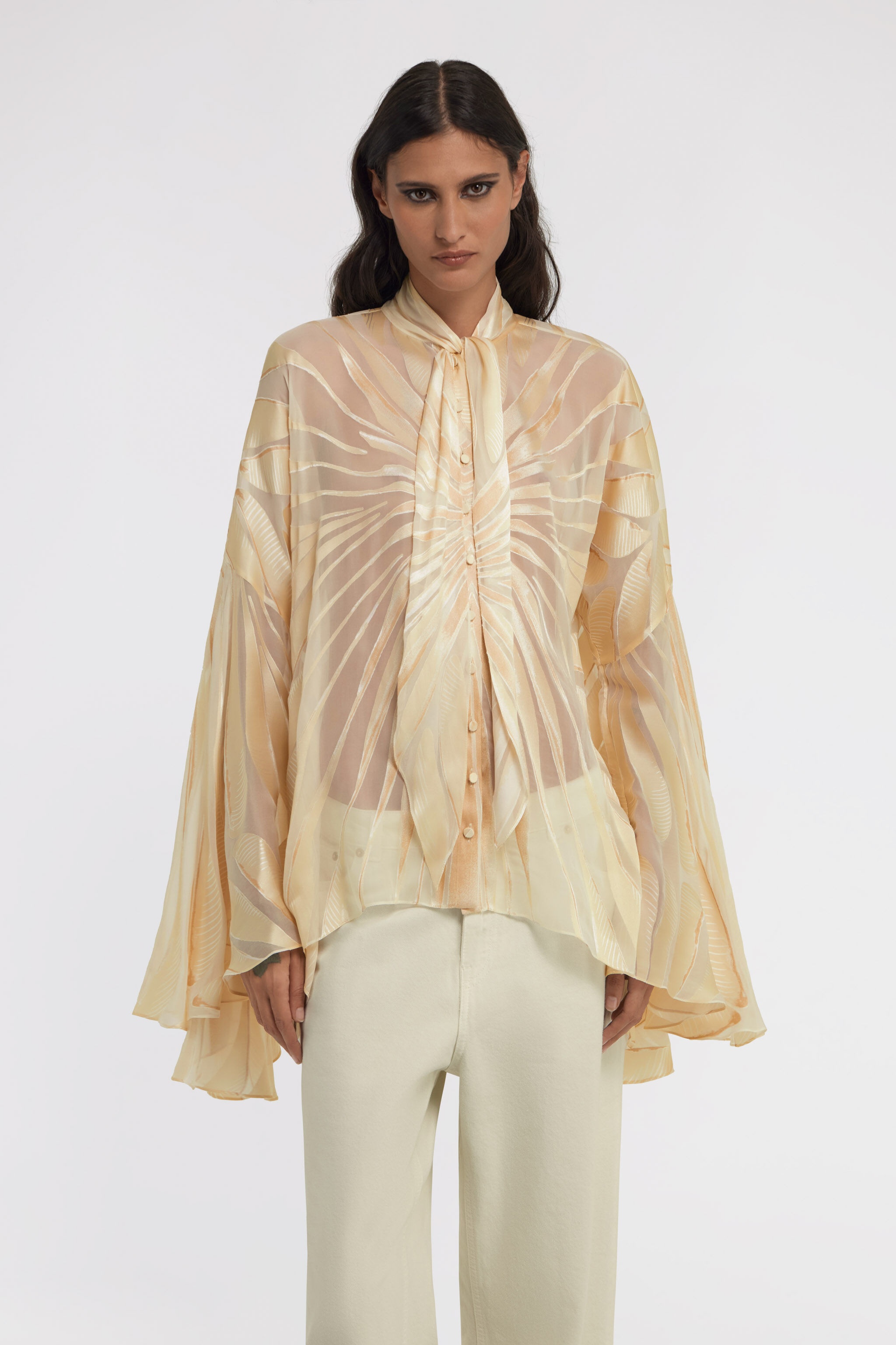 Ray Of Gold Print Satin Blouse - 3