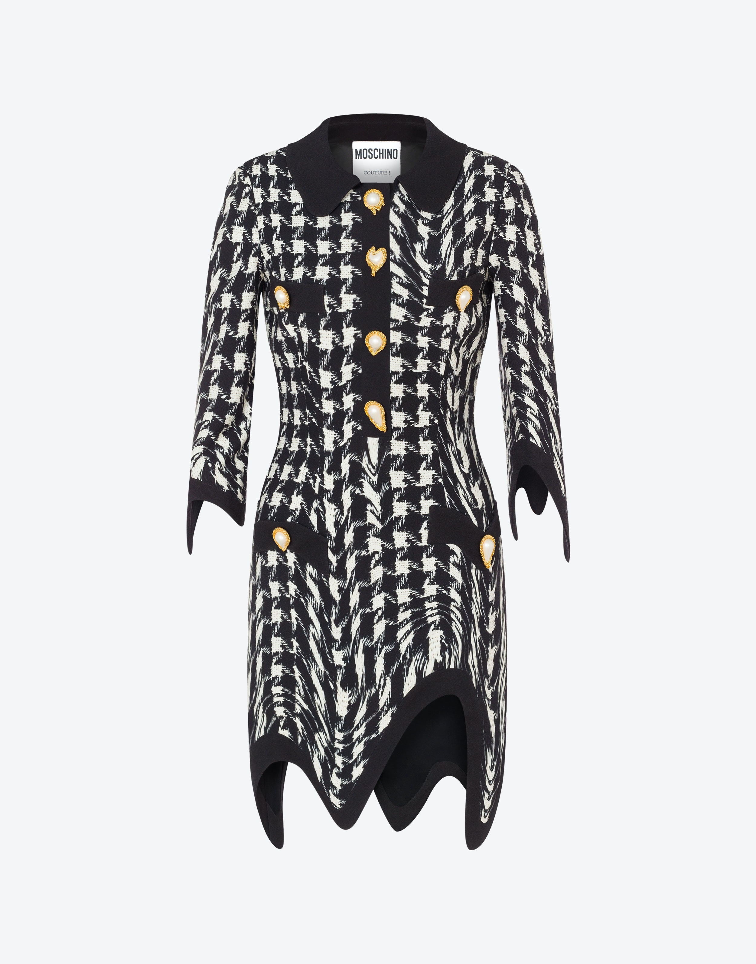 MORPHED PIED DE POULE PRINT SABLE DRESS - 1